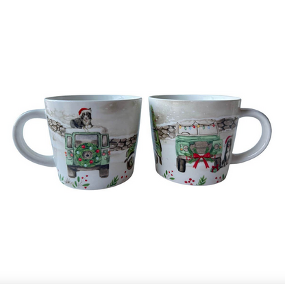Set Of 2 Festive Farmyard Decorative Mugs