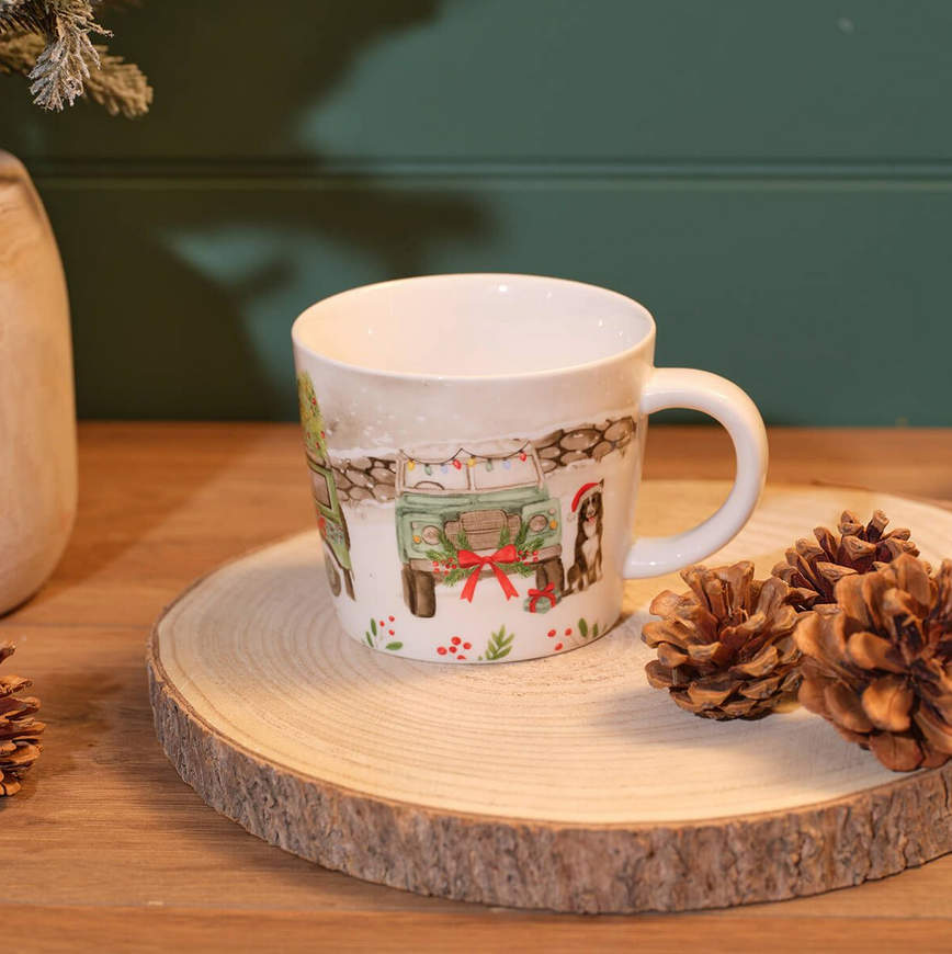 Set Of 2 Festive Farmyard Decorative Mugs