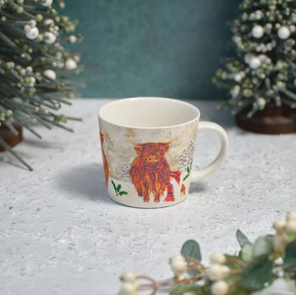Festive Highland Cow With Tartan Scarf Decorative Mug