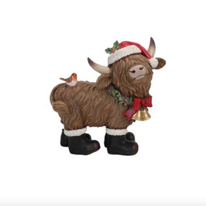 Set Of 2 Standing Christmas Highland Cows