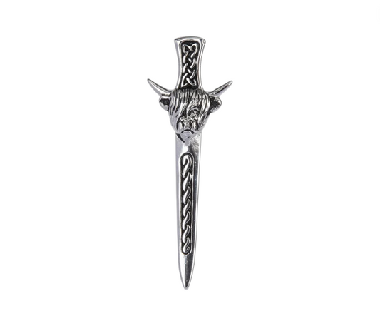 Matte Pewter Celtic Cow Kilt Pin