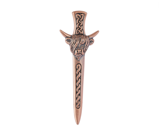 Copper Effect Pewter Celtic Cow Kilt Pin