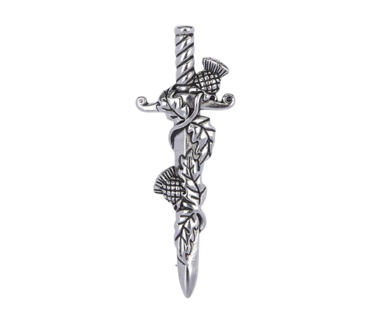 Polished Pewter Wild Thistle Kilt Pin
