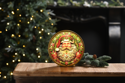 LED Stained Glass Round Santa