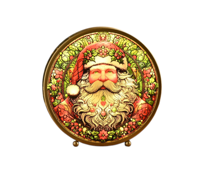 LED Stained Glass Round Santa