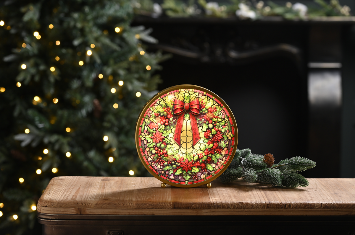 LED Stained Glass Round Wreath