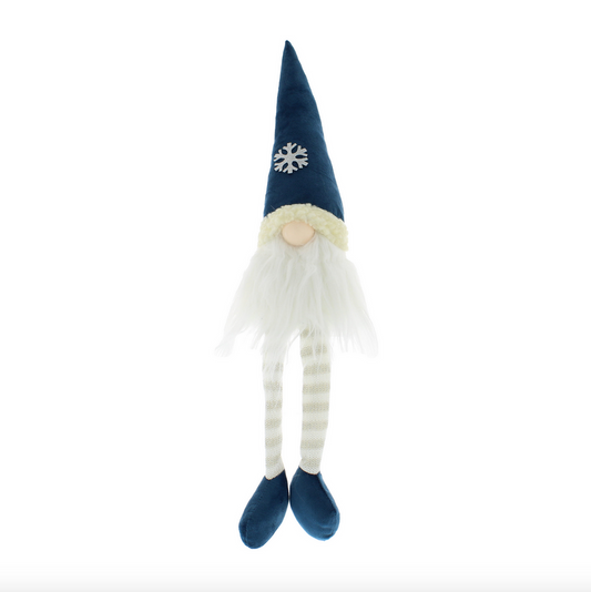 46cm Dangly Leg Fabric Blue & White Gonk