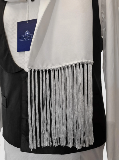 Optic White Formal Silk Dress Scarf With Fringe