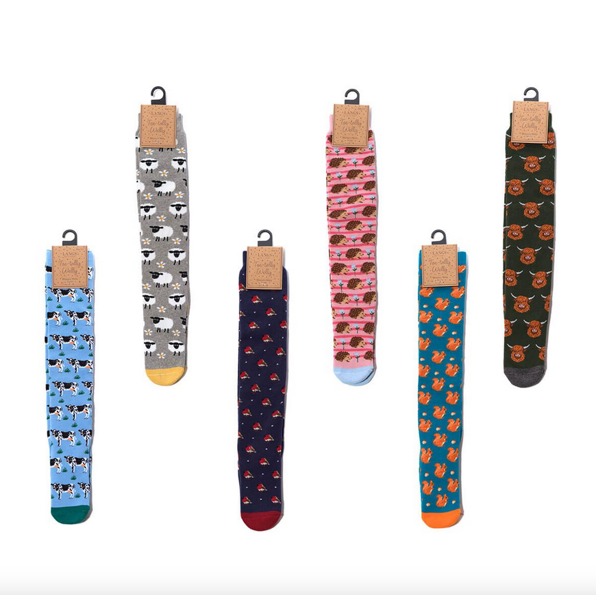 Animal Print Welly Boot Socks In 6 Designs