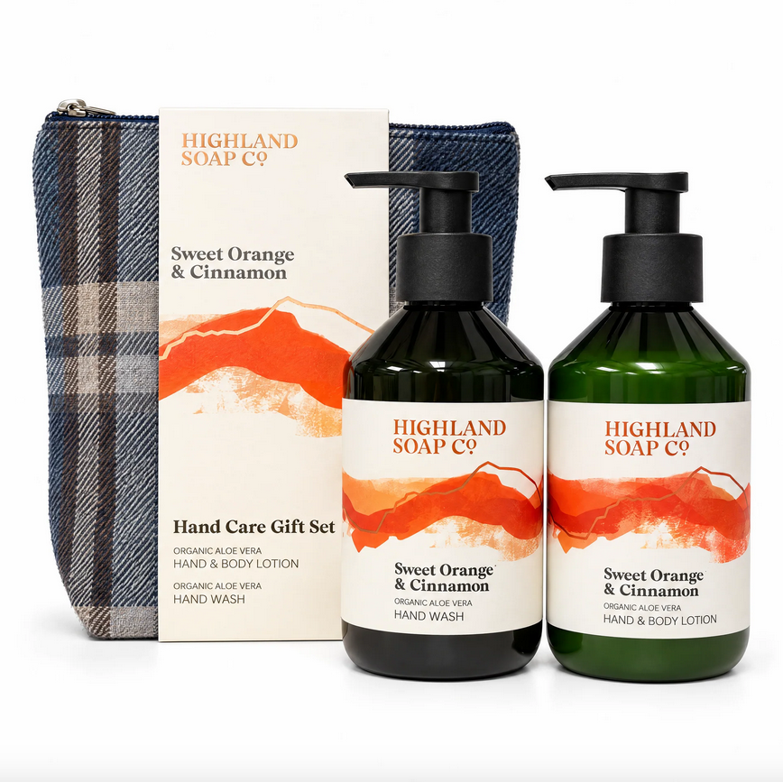 Sweet Orange & Cinnamon Hand Care Gift Set In Tartan Gift Bag