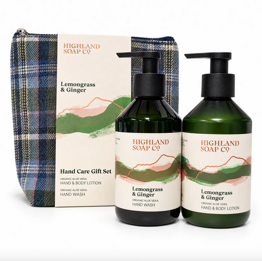 Lemongrass And Ginger Hand Care Gift Set In Tartan Gift Bag
