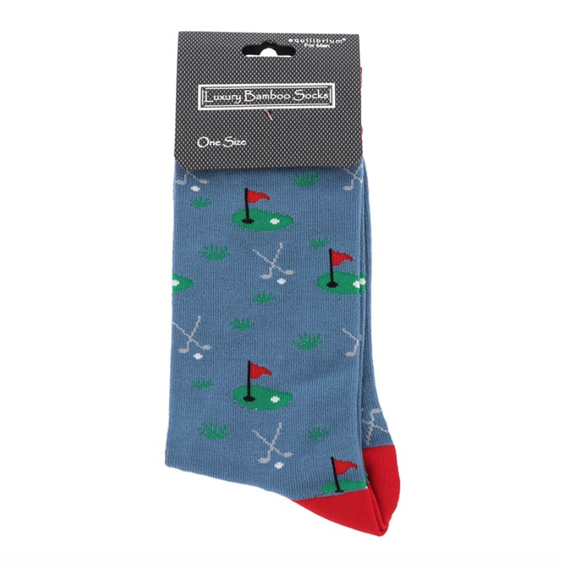 Men's Blue Golf Bamboo Socks