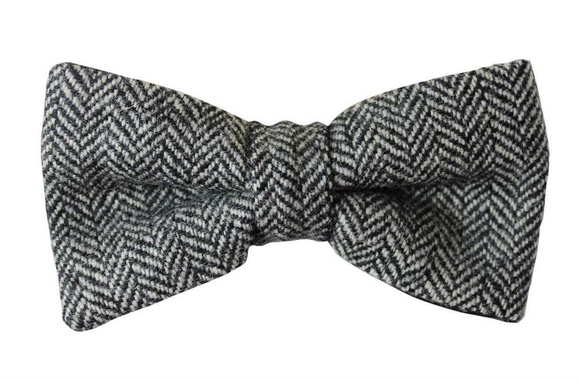 Luxury Grey Harris Tweed 'Sophisticate' Classic Adjustable Pre-tied Bow Tie