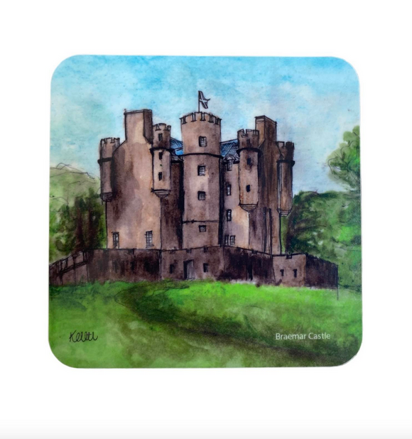 Kimberley Art Hand Painted Watercolour Scottish Coaster - Braemar Castle