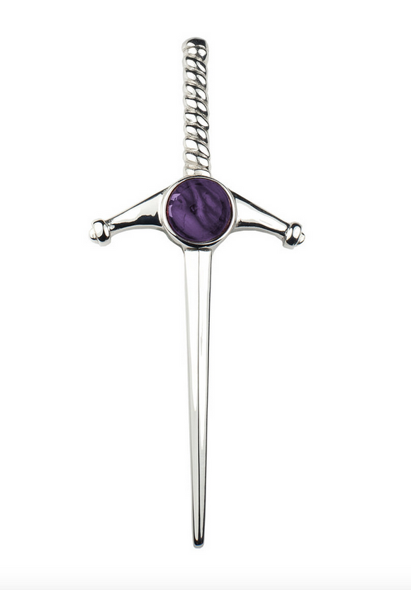 Traditional Scottish Purple Heathergem Sword Kilt Pin