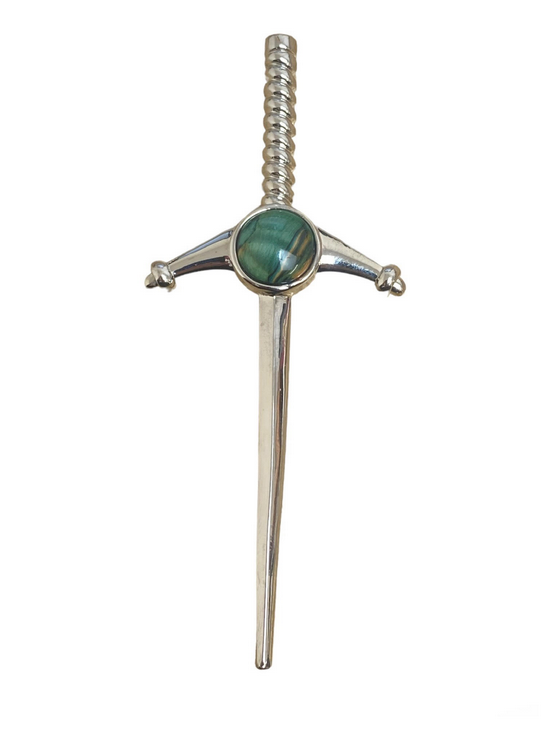 Traditional Scottish Green Heathergem Sword Kilt Pin