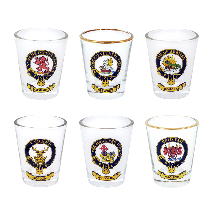 Colourful Clan Crest Shot Glass - Set Of 6