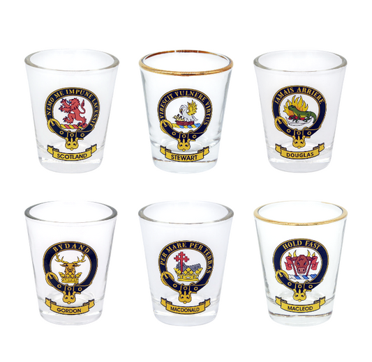 Colourful Clan Crest Shot Glass - Set Of 6