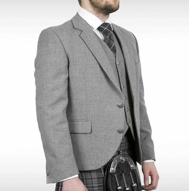 Pride Contemporary Light Grey Tweed Jacket & Waistcoat