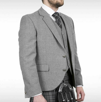 Pride Contemporary Light Grey Tweed Jacket & Waistcoat