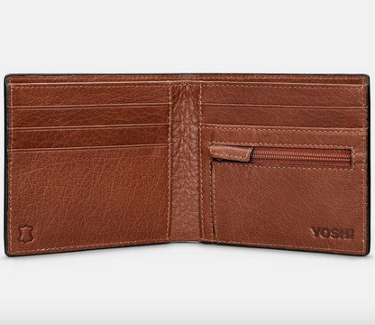 Green Brown Leather Highland Cow Wallet