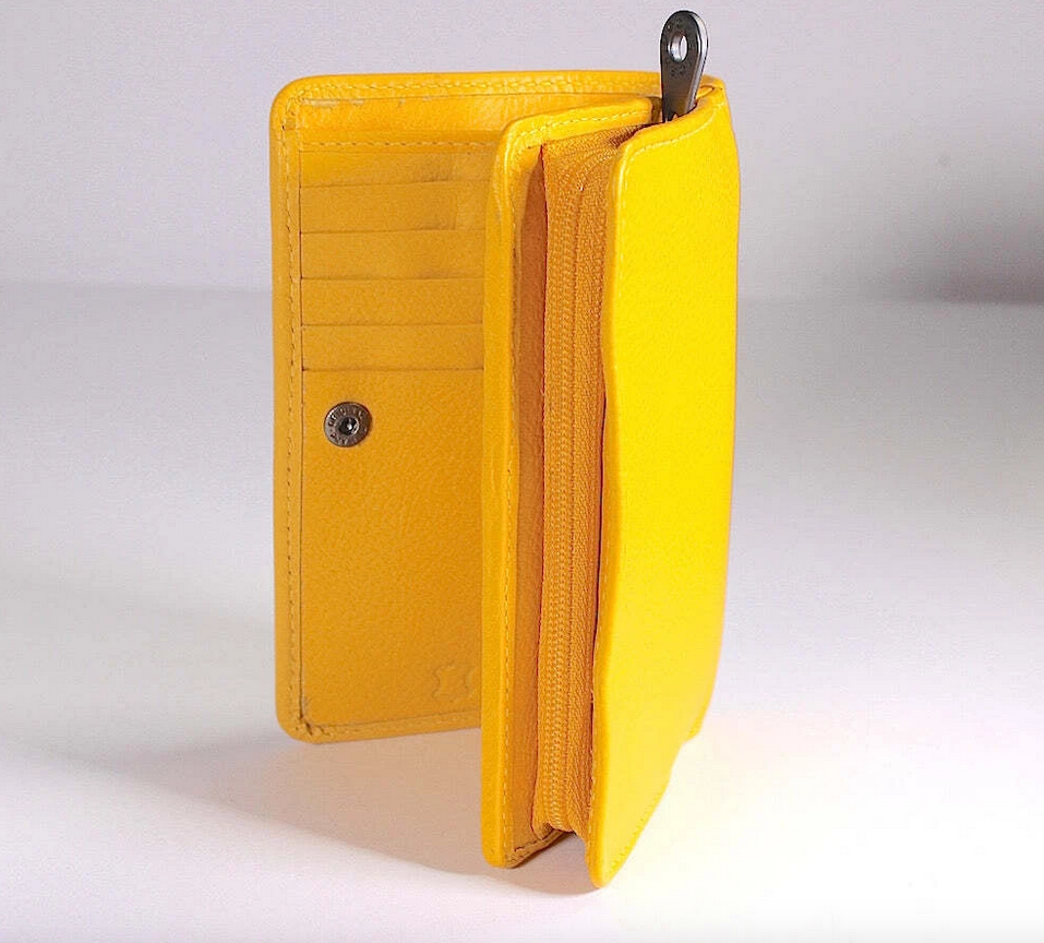 Mustard Yellow Leather Highland Cow Purse