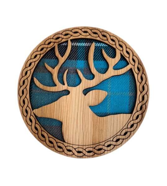 Wooden Stag Coaster - 4 Tartans