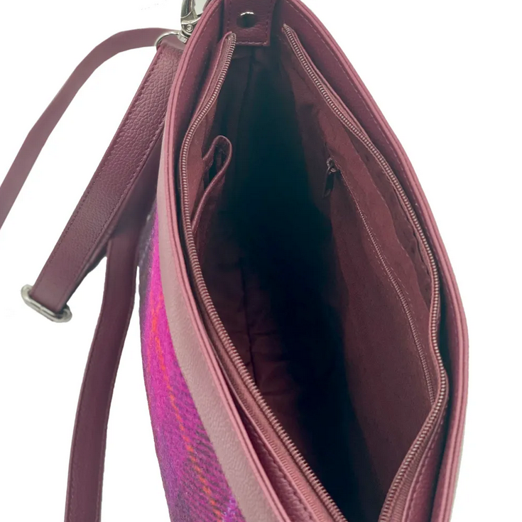 Purple Check Tweed Large Shoulder Bag