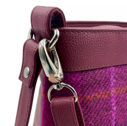 Purple Check Tweed Large Shoulder Bag