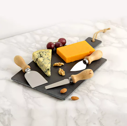 Slate Cheese Board Wiith 3 Cheese Knives