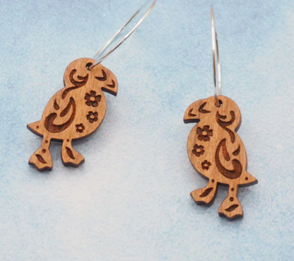 Puffin Engraved Hoop Earrings