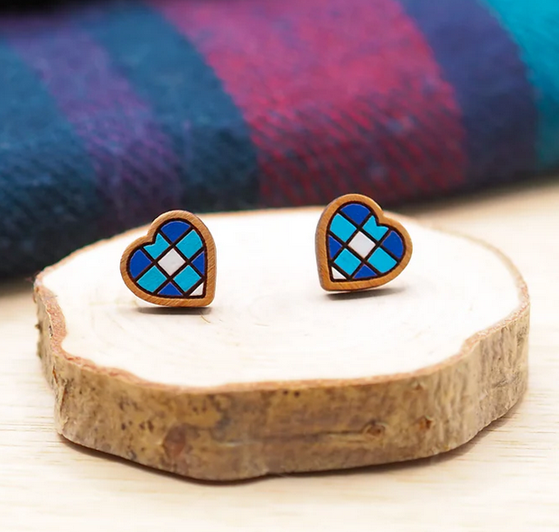 Blue Heart Stud Earrings