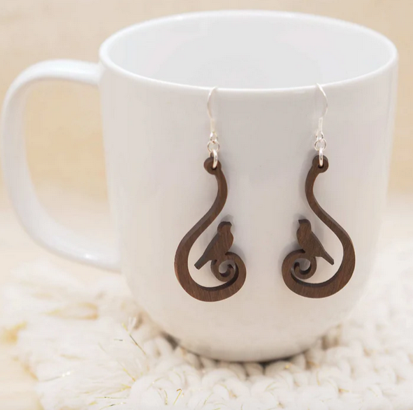 Swirling Bird Drop Earrings