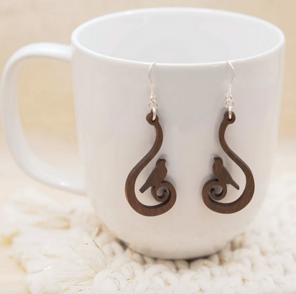 Swirling Bird Drop Earrings