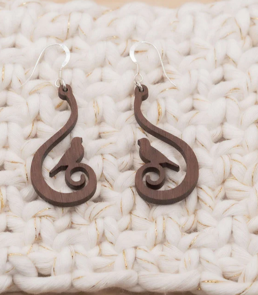 Swirling Bird Drop Earrings