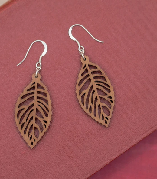 Leaf Skeleton Drop Earrings