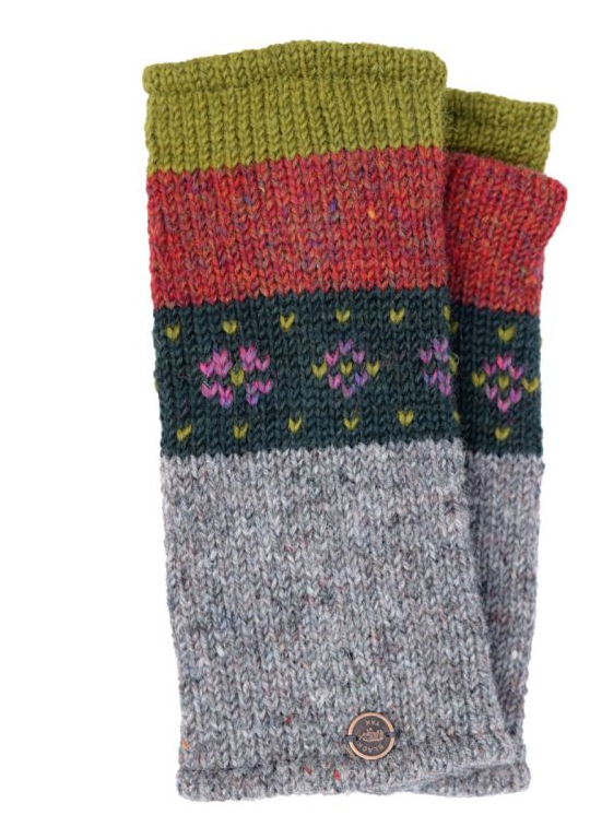 Flower Tick Wristwarmers - Green