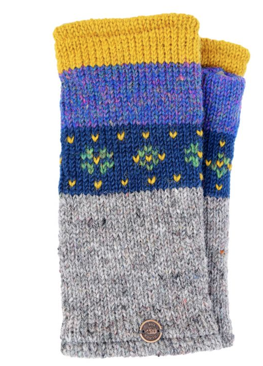 Flower Tick Wristwarmers - Blue
