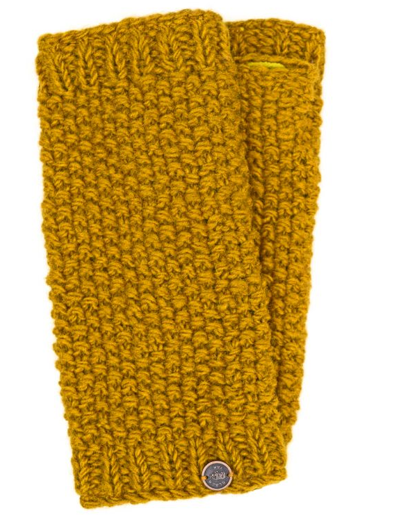 Moss Stitch Wristwarmers - Mustard