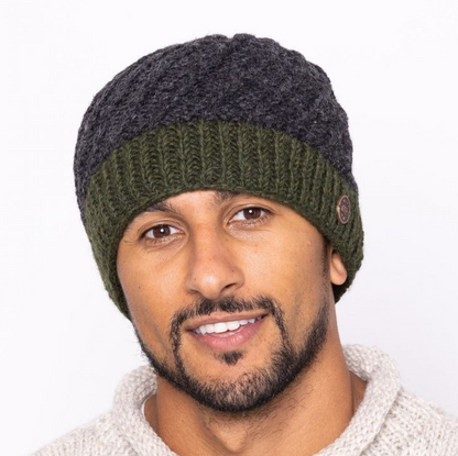 Unisex Border Beanie - Charcoal Green
