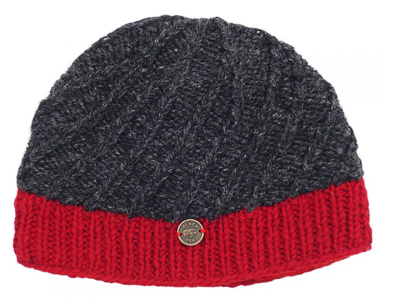 Unisex Border Beanie - Charcoal Red