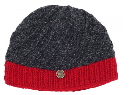 Unisex Border Beanie - Charcoal Red