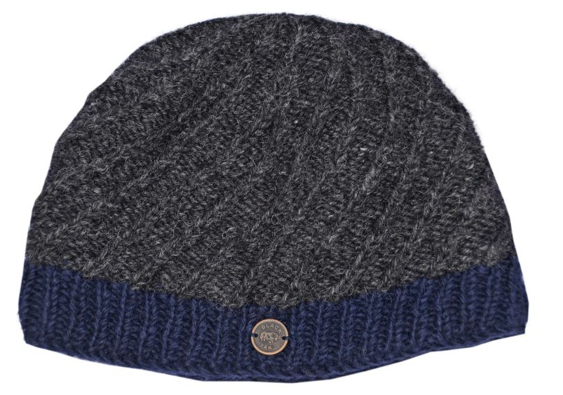 Unisex Border Beanie - Charcoal Blue