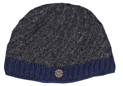 Unisex Border Beanie - Charcoal Blue
