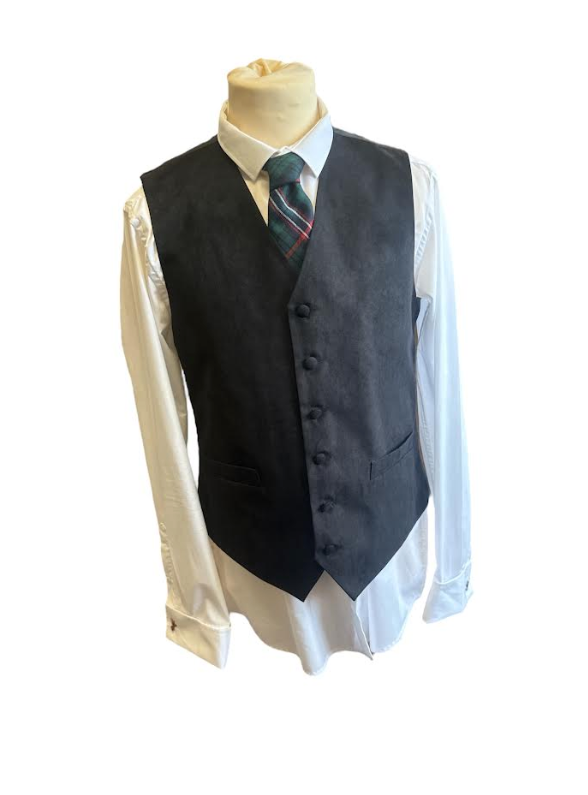Suede Effect Gents Waistcoat Vest - Black