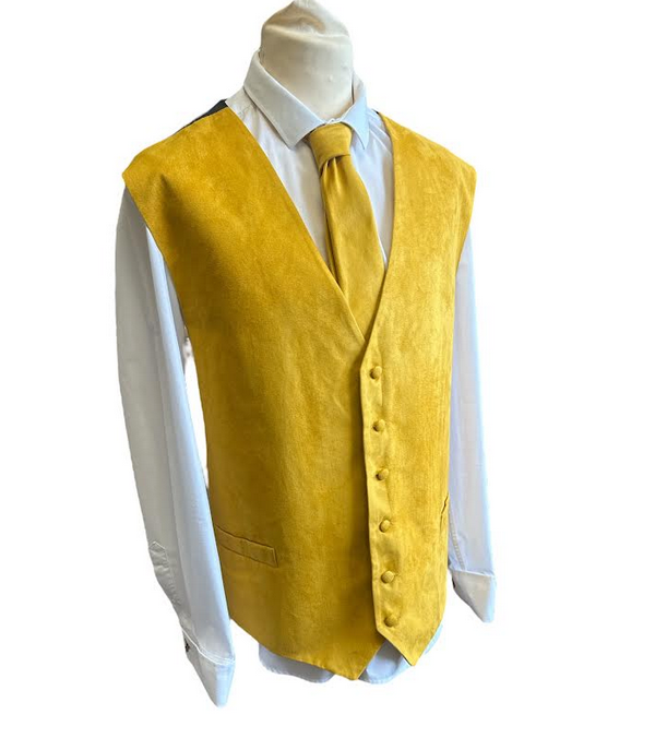 Suede Effect Gents Waistcoat Vest - Gold