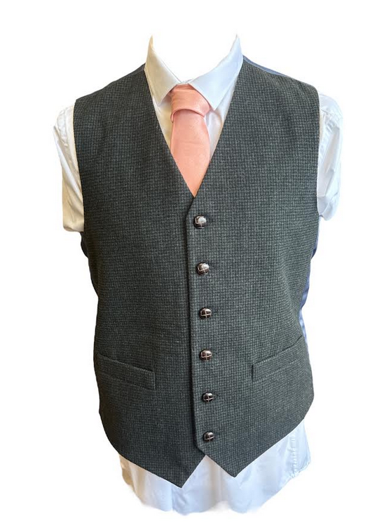 Green Hounds Tooth Waistcoat