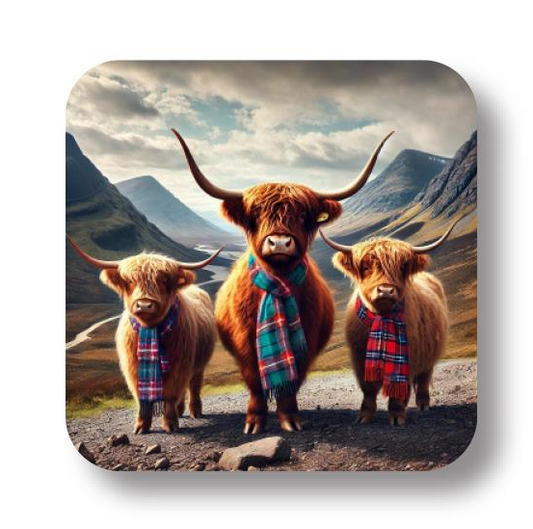 Trio Of Cows In Glencoe - Loose Coaster