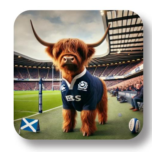 Scottish Rugby Highland Cow In Murrayfield - Loose Coaster