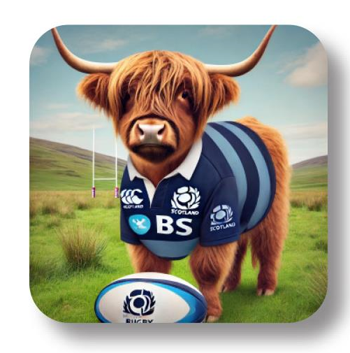 Scottish Rugby Top Highland Cow - Loose Coaster